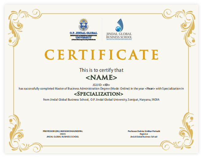 O P Jindal Global University Online MBA Certificate